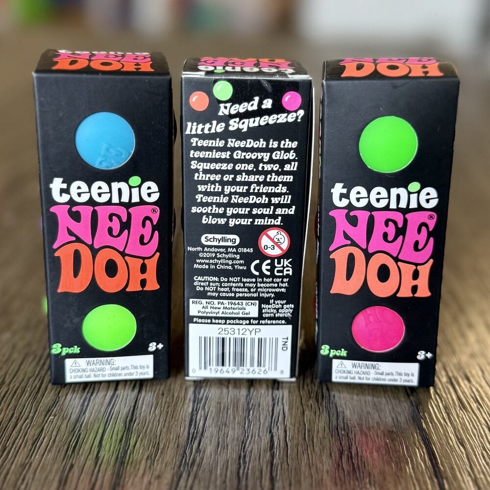 Authentic Schylling Teenie Needoh 3-Pack Novelty Squishy Squeeze Toy Rare New